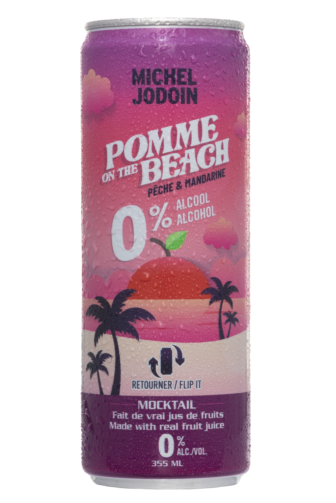 Mocktail Pêche et Mandarine – Pomme on the beach – 355 ml – boisson prête à boire