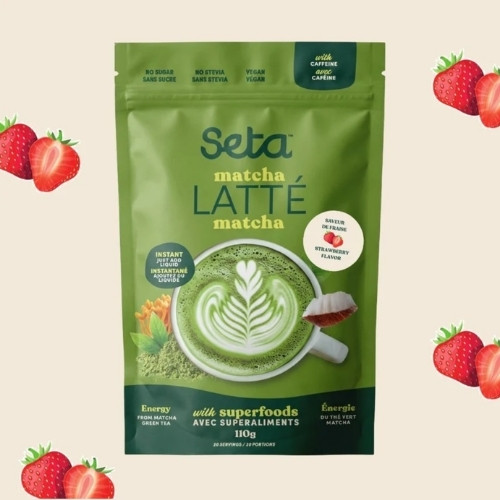 Latté au Matcha et Fraise – Énergie et Focus – 110 g – préparation protéinée
