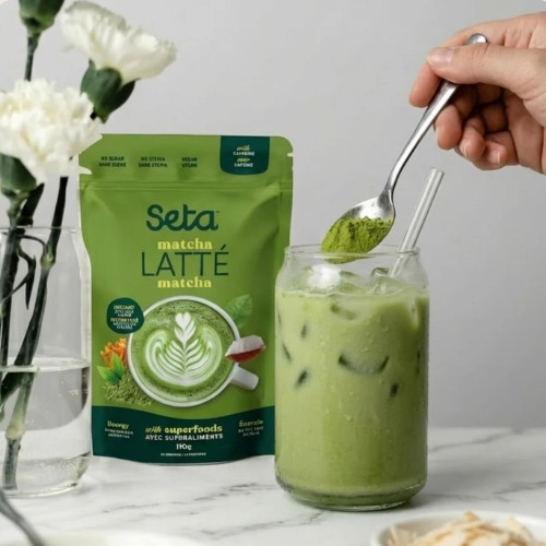 Latté au Matcha et Fraise – Énergie et Focus – 110 g – préparation protéinée – vue 2