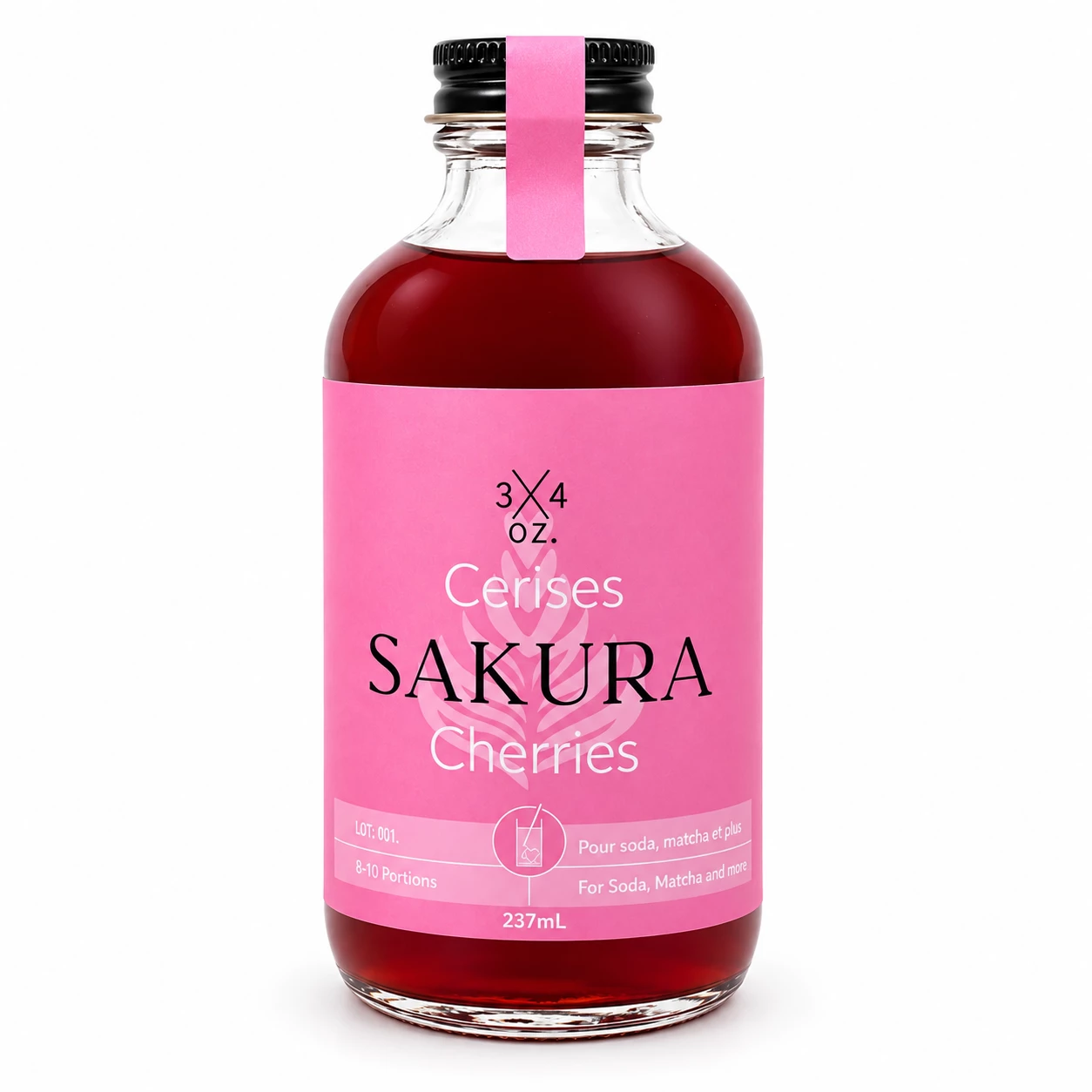 Sirop Sakura Cerise – 237 ml – prémix pour cocktail sans alcool