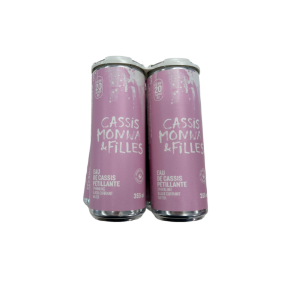 Eau de Cassis Pétillant - Allongeur à cocktail - Prêt-à-boire sans alcool- Cassis Monna & Filles 4 x 355 ml