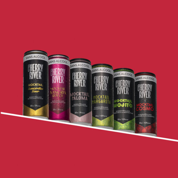 Ensemble Découverte - Amaretto sour - Sangria rouge - Paloma - Cosmos - Mojito - Margarita - Prêt-à-boire sans alcool - Cherry River 6 x 355 ml