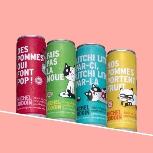 Ensemble de Moût de pomme - Classique - Rosé - Poire - Litchi - Cidrerie Michel Jodoin 4 x 355 ml