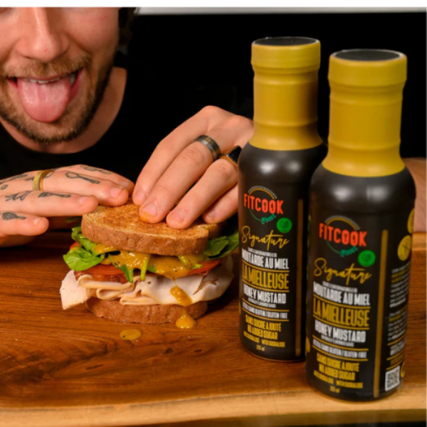Sauce Moutarde au Miel - La Mielleuse - Collection Signature - Sans Sucre - Faible en calorie - Fitcook Fodz 355 ml
