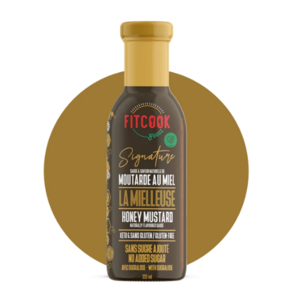 Sauce Moutarde au Miel - La Mielleuse - Collection Signature - Sans Sucre - Faible en calorie - Fitcook Fodz 355 ml