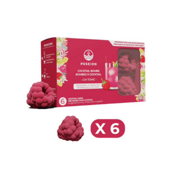 Bombe Gin Tonic Framboise et Thé vert - Bombe à cocktail -Poseidn 6 pièces