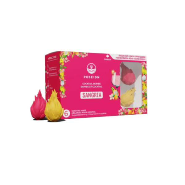Bombe Sangria Fruit du Dragon- Pêche et Fleur de Cerisier - 3x Roses et 3x Jaunes - Bombe à  cocktail - Poseidn 6 pièces