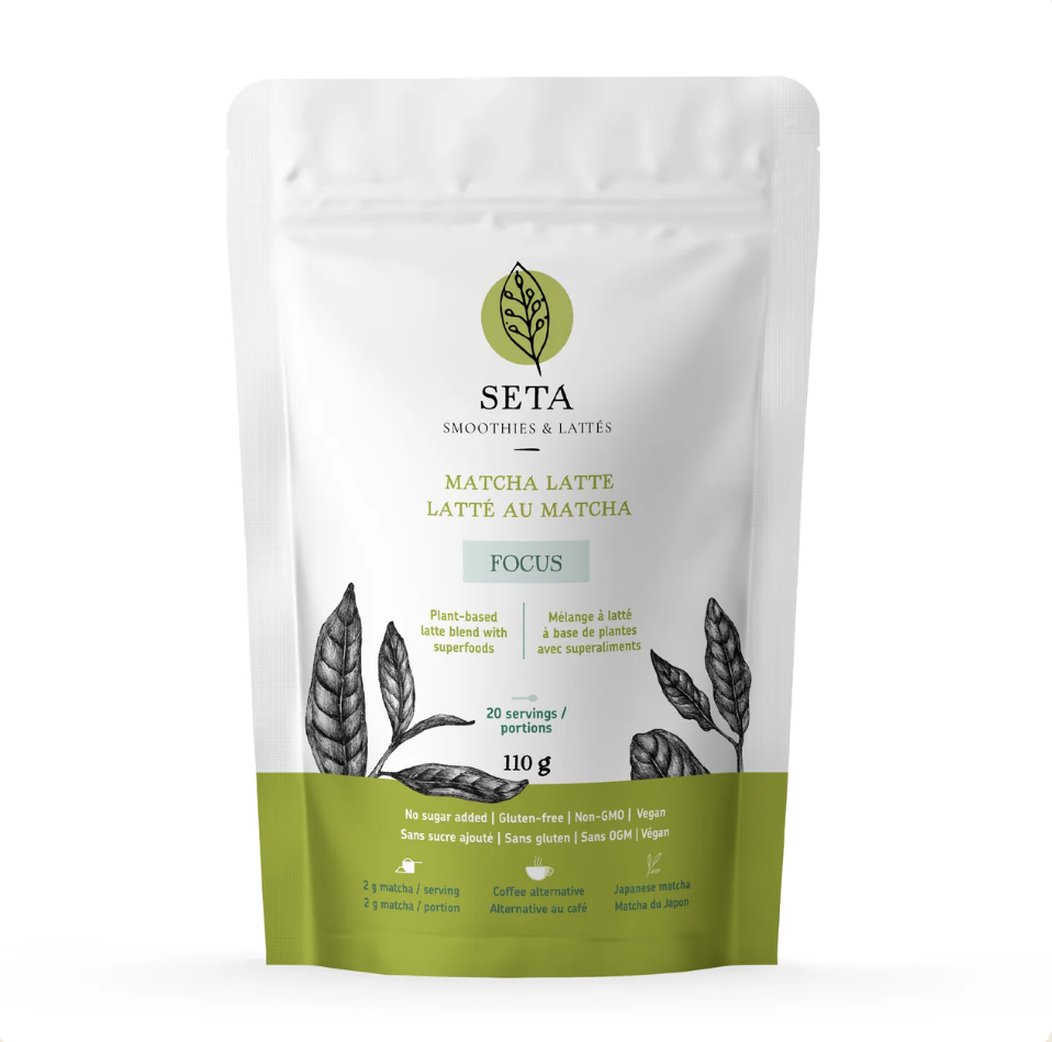 Latté au Matcha - Sans sucre - Énergie et Focus - Caféine naturelle du Thé Vert - Sans Gluten - Vegan - Superaliments - 20 Portions - SETA Organic 110 g – Image 2