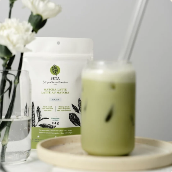 Latté au Matcha - Sans sucre - Énergie et Focus - Caféine naturelle du Thé Vert - Sans Gluten - Vegan - Superaliments - 20 Portions - SETA Organic 110 g