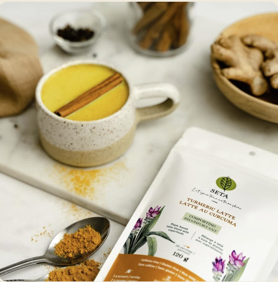 Latté au Curcuma - Vivifiant et Réconfortant - Sans sucre ajouté - Superaliments - Sans Gluten - Vegan - 20 Portions - SETA Organic 110 g – Image 3