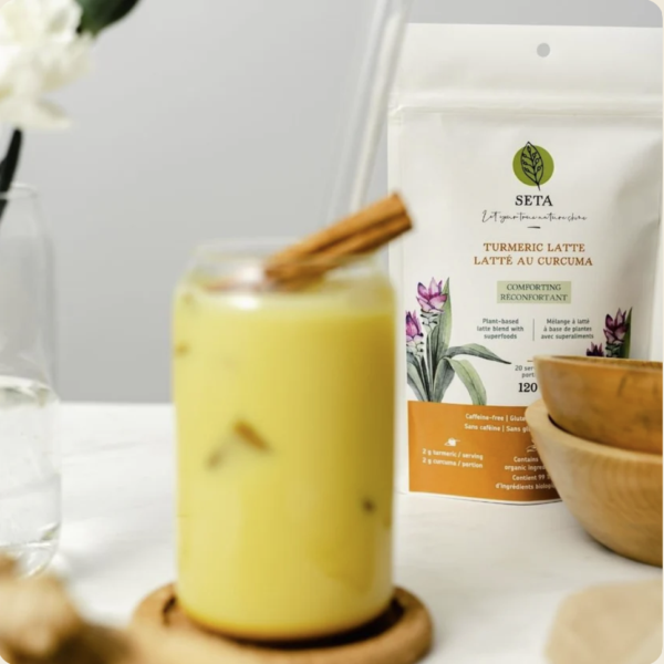 Latté au Curcuma - Vivifiant et Réconfortant - Sans sucre ajouté - Superaliments - Sans Gluten - Vegan - 20 Portions - SETA Organic 110 g