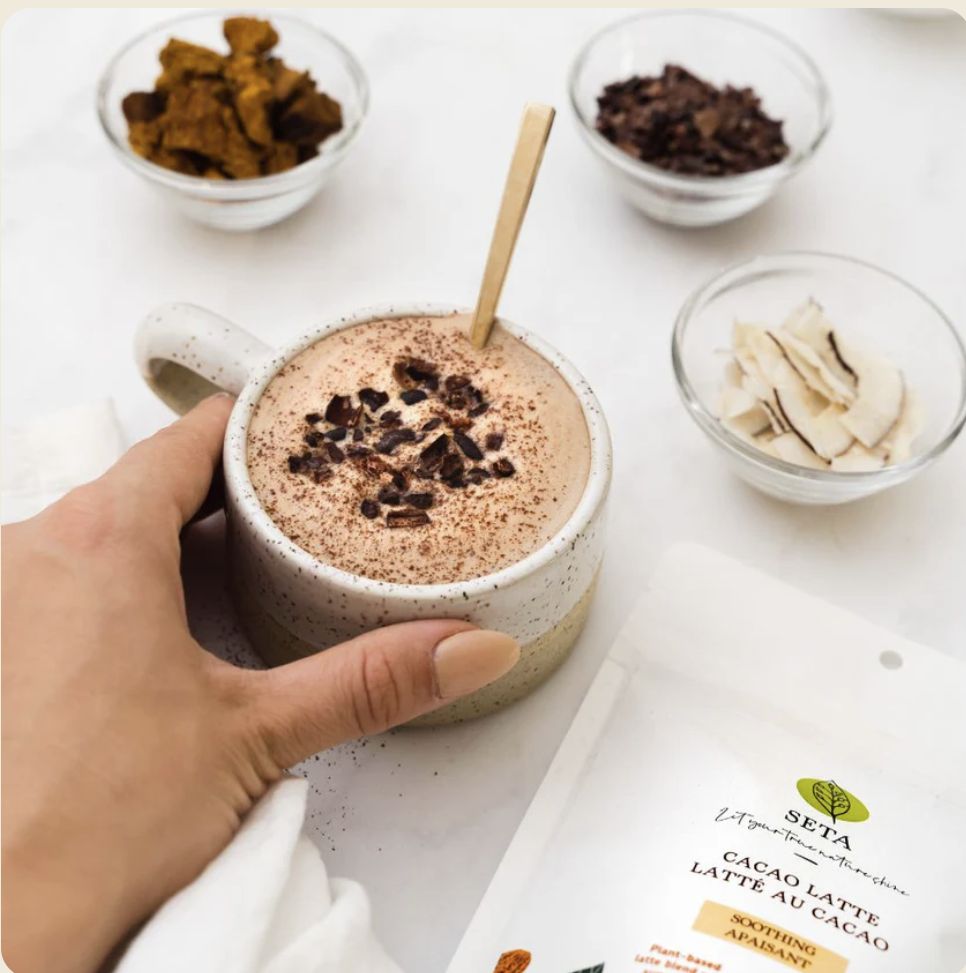 Latté au Cacao - Apaisant et Bien-être - Sans sucre ajouté - Superaliments - Plantes Adaptogènes - Sans Gluten - Vegan - 20 Portions - SETA Organic 185 g – Image 2