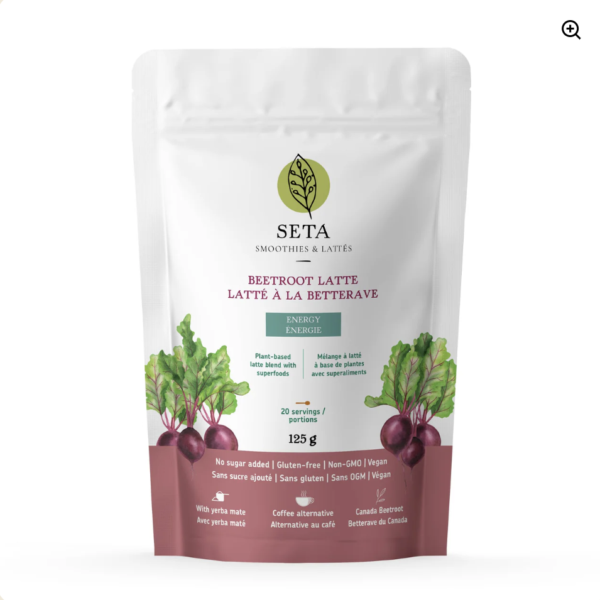 Latté à la Betterave - Énergisant et Clarté mentale - Caféine du Yerba Maté - Sans sucre - Superaliments - Antioxydants - Sans Gluten - Vegan - 20 Portions - SETA Organic 125 g