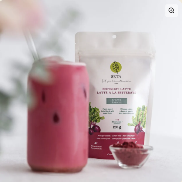Latté à la Betterave - Énergisant et Clarté mentale - Caféine du Yerba Maté - Sans sucre - Superaliments - Antioxydants - Sans Gluten - Vegan - 20 Portions - SETA Organic 125 g