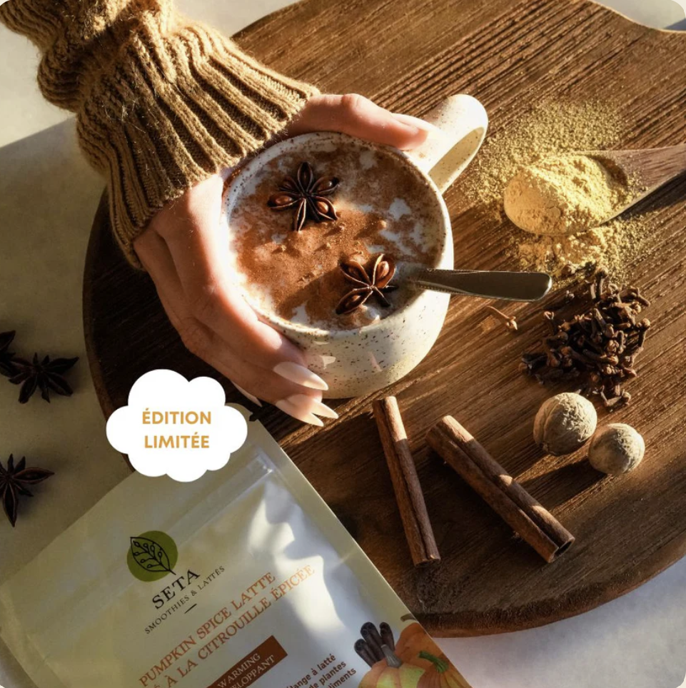 Latté à la Citrouille Épicée - Réconfortant et Enveloppant - Sans sucre ajouté - Superaliments - Antioxydants - Sans Gluten - Vegan - 20 Portions - SETA Organic 130 g – Image 3