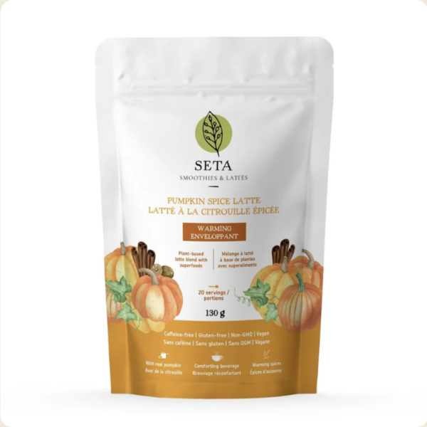 Latté à la Citrouille Épicée - Réconfortant et Enveloppant - Sans sucre ajouté - Superaliments - Antioxydants - Sans Gluten - Vegan - 20 Portions - SETA Organic 130 g