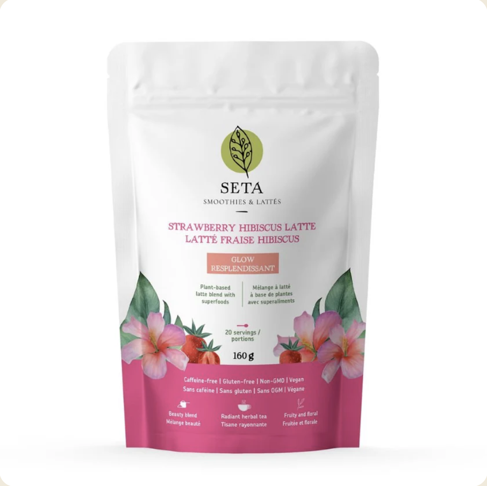 Latté Fraise Hibiscus - Resplendissant - Sans sucre ajouté - Superaliments - Vitamine C - Antioxydants - Sans Gluten - Vegan - 20 Portions - SETA Organic 160 g – Image 2